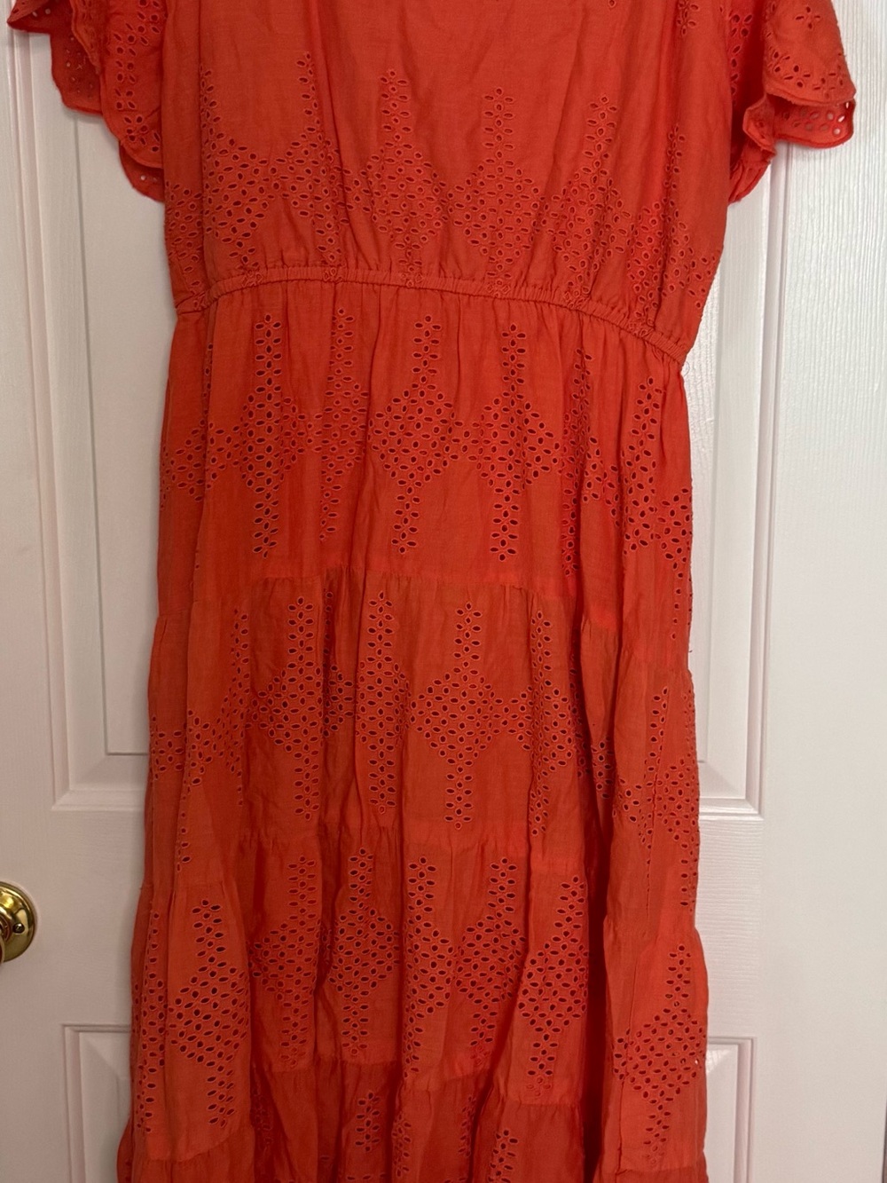 Women’s Orange Eyelet Tiered Dress